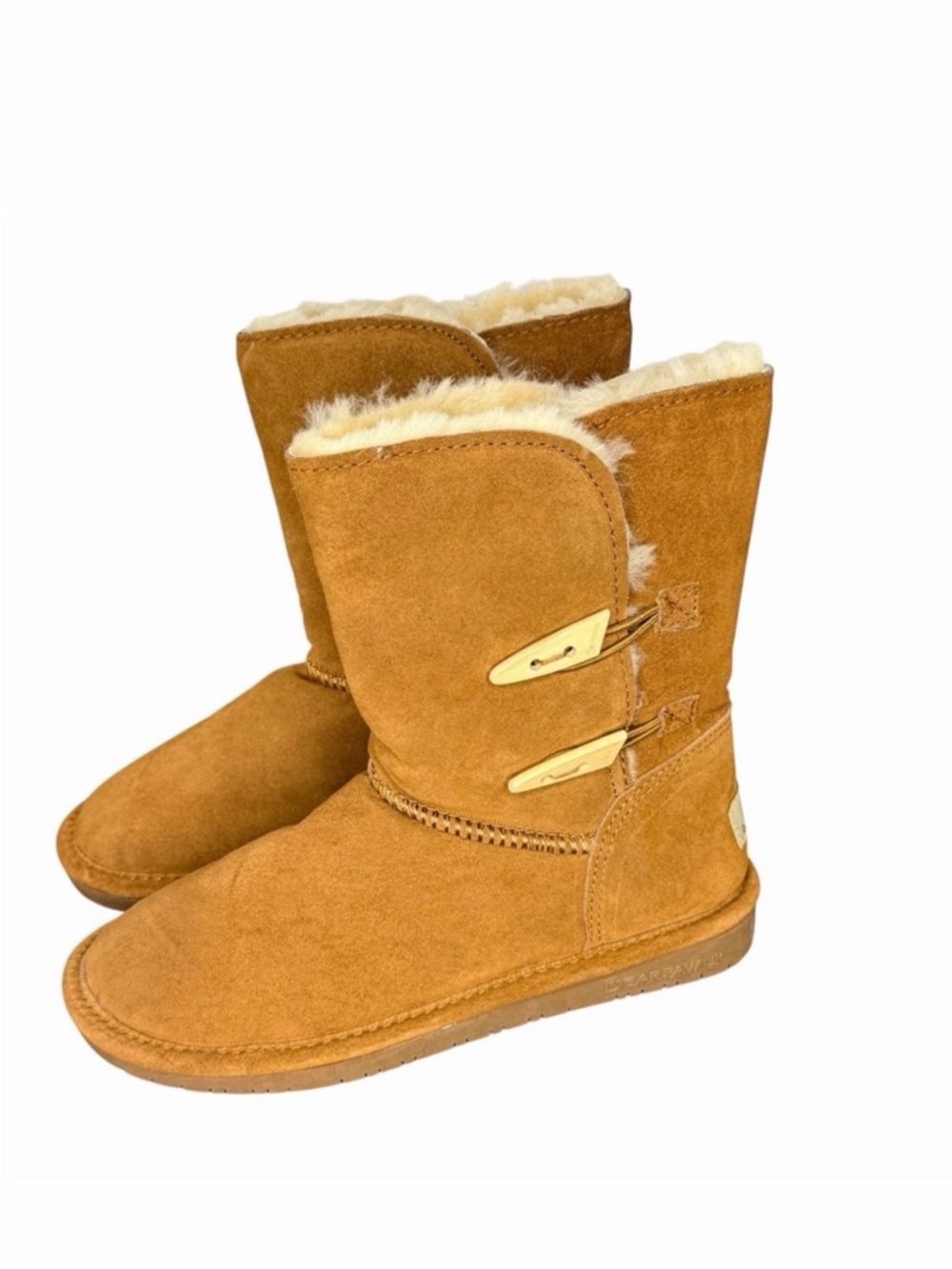 BEARPAW Women's Abigail Suede Sheepskin Wool Toggle Boots - Size 8 NWOT